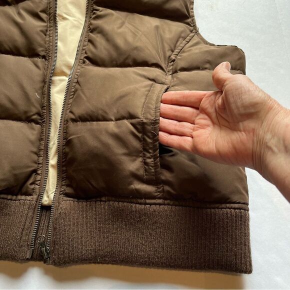 Aeropostale Women's Hooded Down Vest Brown with Fur Trimmed Hood Size XL - Picture 9 of 10